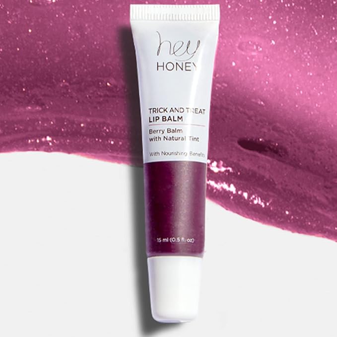Hey Honey Skincare Trick and Treat Honey Berry Plumping Lip Balm | 2 In 1 Natural Tint with Hydrating & Moisturizing Properties | Targeting Your Lips Area Wrinkles | 0.5 oz (Honey Berry)-VivaGrace Women