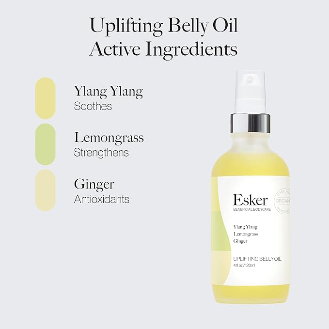 ESKER Natural Uplifting Belly Oil | (4.0oz) | Plant-Based Formulated with Antioxidants Promoting Deep Hydration and Cell Regeneration | Skin Stays Nourished and Resilient During Pregnancy-VivaGrace Women