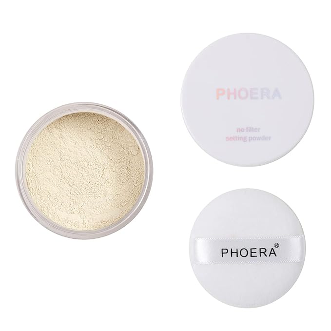 PHOERA Setting Powder Controls Oil,Setting Powder Makeup Light,Loose Powder Makeup Coverage,Loose Setting Powder Mini,0.17oz (01#Translucent)-VivaGrace Women