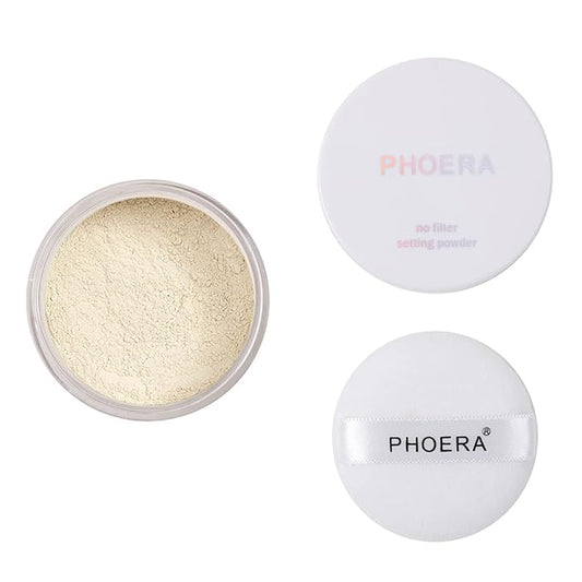 PHOERA Setting Powder Controls Oil,Setting Powder Makeup Light,Loose Powder Makeup Coverage,Loose Setting Powder Mini,0.17oz (01#Translucent)-VivaGrace Women