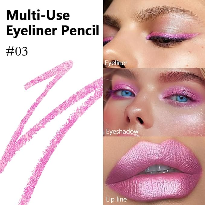 evpct Pearl Pink Gel Eyeliner Pencil for Women Waterline Waterproof Smudge Proof Eye Makeup Liners, Pink Mascara Eye Liner Gel Liner Eyeliner with Sharpener delineador de ojos contra el agua 03