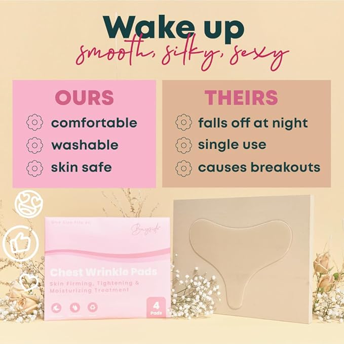 Chest Wrinkle Patches Reusable | Anti-Aging Patches for Fine Lines | Long-Lasting Wrinkle Pads for a Youthful Appearance | Skin-Safe Chest Care Solution | Includes 4 Durable Pads for a Smooth Look 4ct-VivaGrace Women