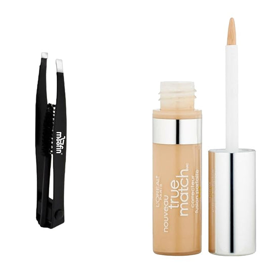 Concealer, Light/Medium Warm [W4-5], Blendable & Buildable Coverage, Bundle With Eyebrow Tweezers, Long-Lasting Radiant Skin, Pack Of 1 (0.17 Oz Each)-VivaGrace Women