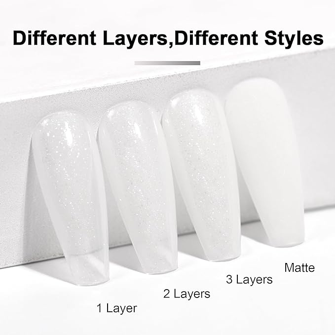 L'UGX Milky White Glitter Gel Nail Polish 15ML Neutral Sparkle Sheer Gel Polish U V Jelly Translucent Natural French Gel Nail Color for DIY Manicure at Home Salon Holiday Gifts for Women