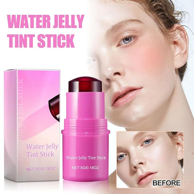 Milk Cooling Water Jelly Tint Blush Stick Face Makeup, Sheer Lip & Cheek Stain, Buildable Watercolor Finish,Vegan, Cruelty Free - 0.18 fl oz (BERRY)-VivaGrace Women
