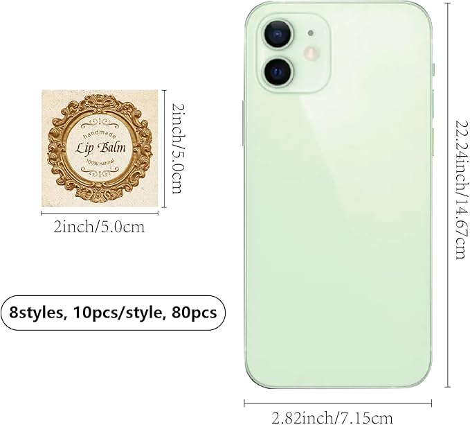 CRASPIRE 80Pcs 8 Styles Lip Balm Sticker Retro Photo Frame Self-Adhesive Homemade Lip Balm Labels Vintage Square DIY Label Stickers for Lip Balm Containers Cosmetics Lipsticks-VivaGrace Women