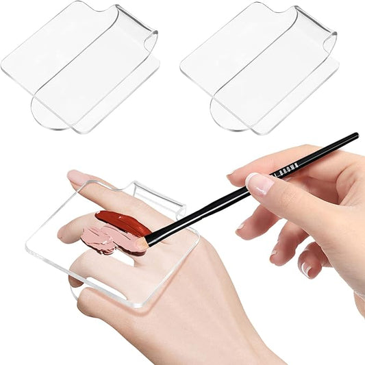 Minkissy 3pcs Makeup Hand Palette Acrylic Nail Art Manicure Palette Makeup Palette Spatula for Home Salon Professional-VivaGrace Women