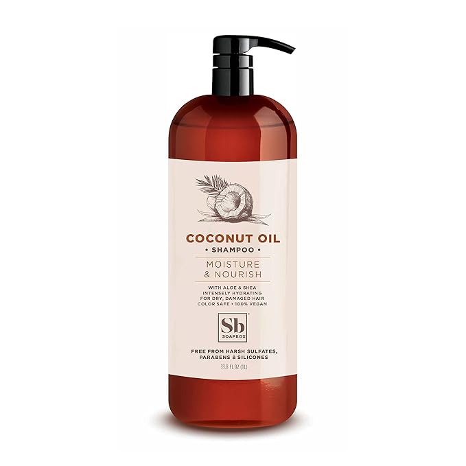 Soapbox Coconut Oil Shampoo, Harsh Sulfate Free, Paraben Free, Silicone Free, Color Safe, and Vegan Hair Shampoo (33.8 Ounces)-VivaGrace Women