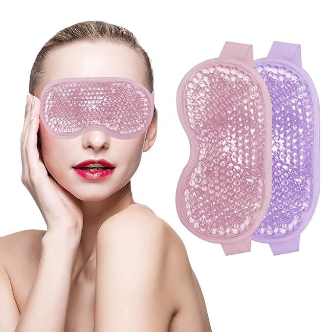 Permotary 2PCS Gel Eye Mask Reusable Hot Cold Compress Pack Eye Therapy,Therapeutic Gel Eye Spa Pad for Puffiness/Dark Circles/Eye Bags/Dry Eyes/Headaches/Migraines/Stress Relief-Pink&Purple-VivaGrace Women
