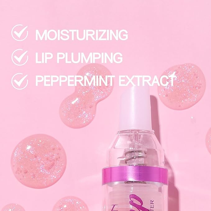 Natural Spicy Lip Plumping Booster Lip Plumping Oil，Lip Plumper Gloss, Ultra-Hydrating & Nourishing Plump and Pout Lip Plumper, Glossy Finish Fuller Lip Plumping Lip Gloss for Women Girls(3PC)-VivaGrace Women