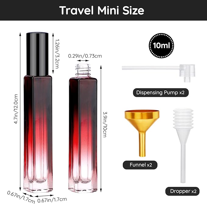 Segbeauty 10ML Travel Cologne Sprayer, 10 Pack Refillable Atomizer Spray Bottle for Perfume, Empty Mini Glass Perfume Bottle Fine Mist Dispenser, Portable Leak-proof Sample Bottles for Travel Outgoing-VivaGrace Women