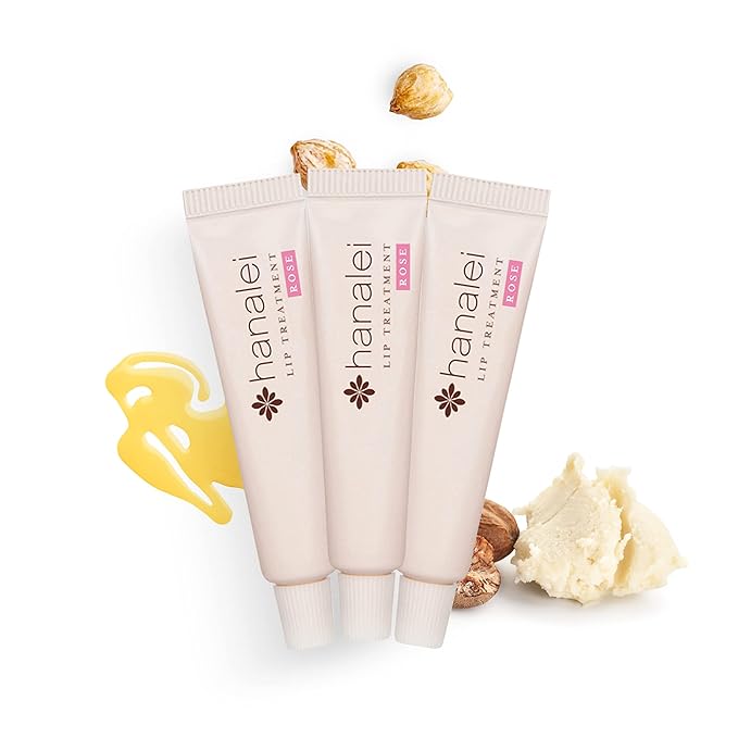 Hanalei Hydrating Lip Treatment Balm – Cruelty-Free, Paraben-Free Moisturizer for Severely Dry, Chapped Lips – Kukui Oil, Shea Butter & Grapeseed Oil –Rose Tint, Travel-Size 3-Pack (5g X 3)-VivaGrace Women