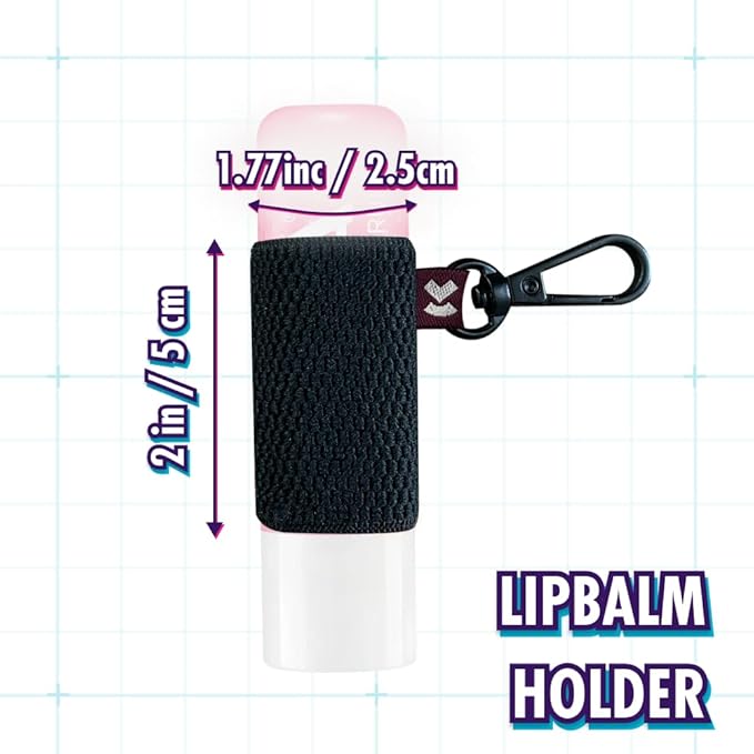 LipBalm Holder with Keychain, Lipstick Holder Keychain, Lip Gloss Holder Keychain, Never Lose Your Lip Balm, Lip Gloss or Lipstick with Cute Elastic Lip Balm Keychain Holder (Black)-VivaGrace Women