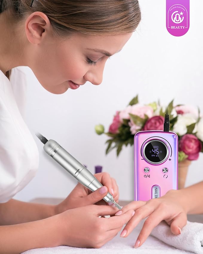 CozyZen Cordless Nail Drill Professional: 45000 RPM Rechargeable Electric Nail File Kit, Portable & Low Noise for Acrylic, Gel Nails, Manicure & Pedicure - Salon & Home Use-VivaGrace Women