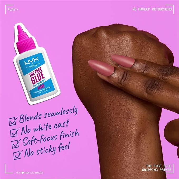 NYX PROFESSIONAL MAKEUP The Face Glue Gripping Primer, Hydrating Makeup Primer with Up To 24HR Wear, Vegan & Cruelty Free-VivaGrace Women