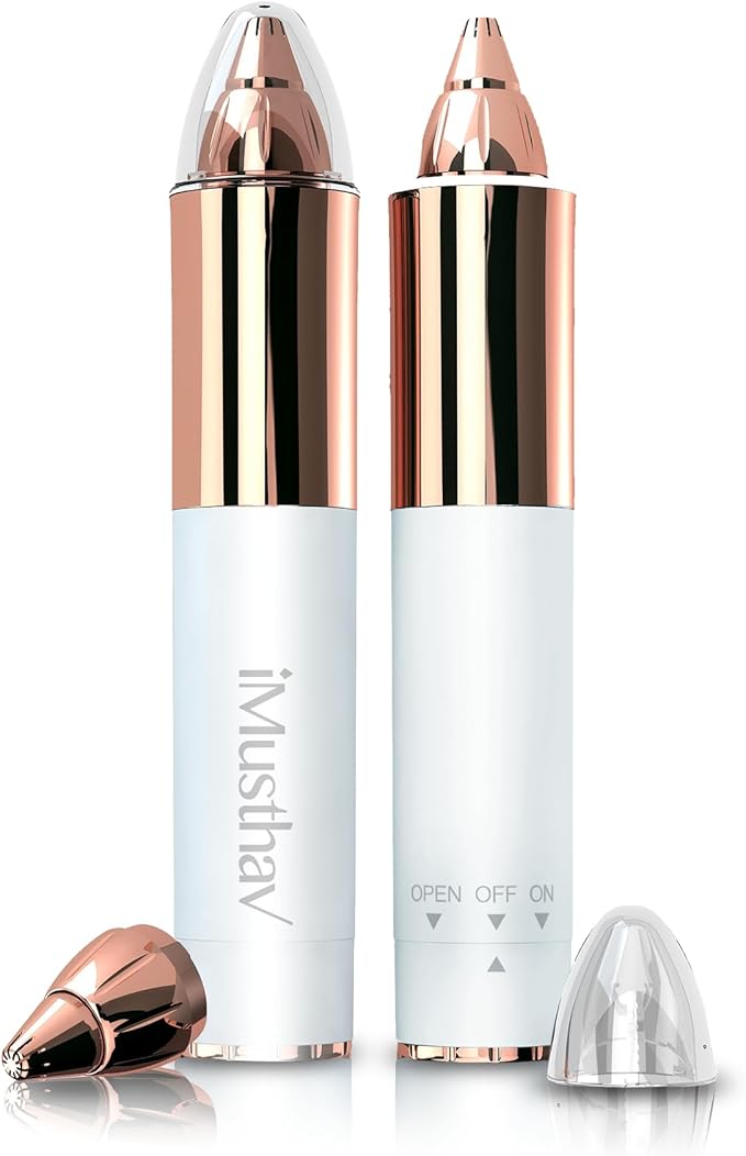 Portable Eyebrow Hair Remover for Women – Painless, Fast & Precise Flawless Electric Razor & Epilator for Eyebrow, Nose, Ear Hair Removal – 18K Gold-Plated, 360° LED Light-VivaGrace Women