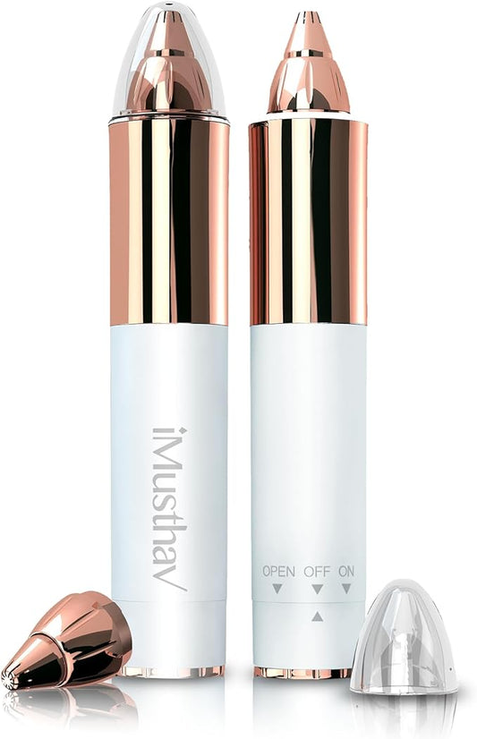 Portable Eyebrow Hair Remover for Women – Painless, Fast & Precise Flawless Electric Razor & Epilator for Eyebrow, Nose, Ear Hair Removal – 18K Gold-Plated, 360° LED Light-VivaGrace Women