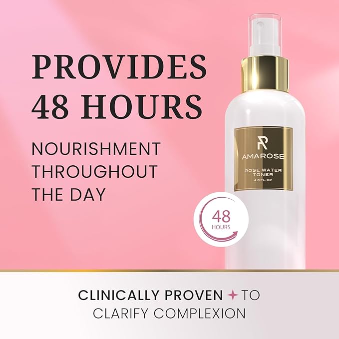 Amarose Rose Water Spray - Revitalizing, Facial Toner - Water for Face - Rose Water Toner - All Skin Types - Hydrating- Rosewater, Spray, Mist with Hyaluronic Acid-VivaGrace Women