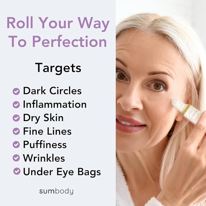 Natural Peptide Energizing + Eye Serum Reduces Puffiness, Fine Lines & Under Eye Bags Hydrating fragrance free Under Eye Treatment Roller ball massage, age-defying eye cream-VivaGrace Women