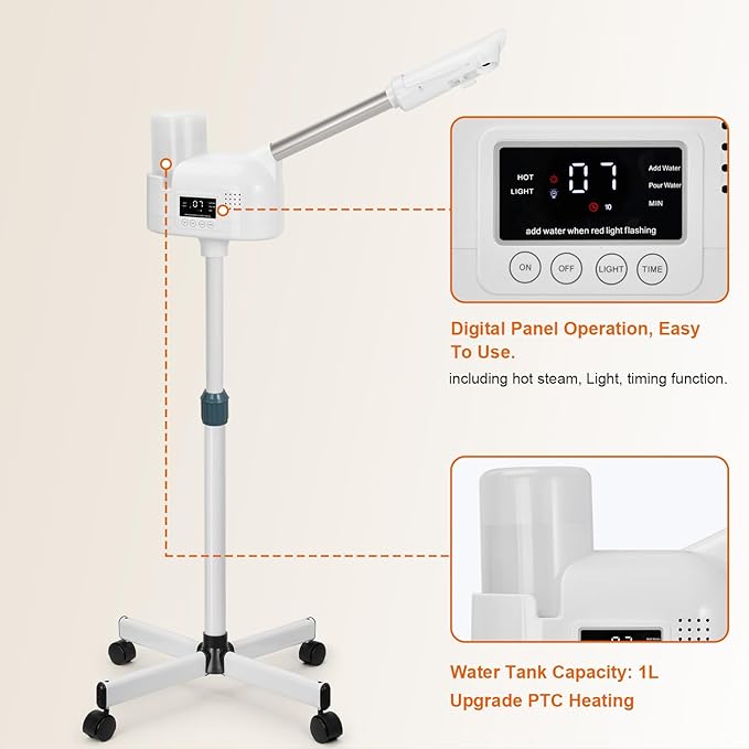 Professional Facial Steamer, Face Steamer Upgrade PTC Heating, Esthetician Steamer Hot Mist Facial Steamer for Salon Spa Beauty-VivaGrace Women