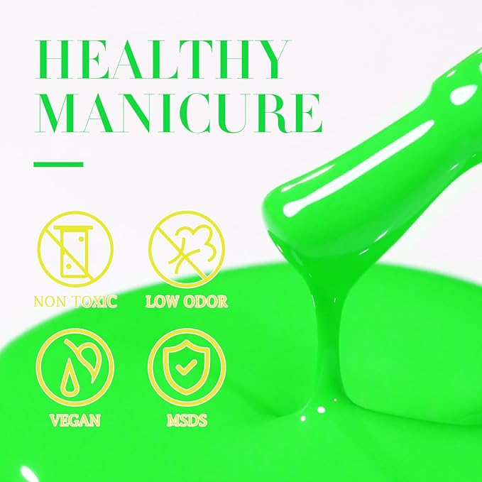 Double Rhythm Translucent Gel Polish Sheer Neutral Natural Light Milky Same Color Same Bottle 15ML Jelly UV Nail Polish Nail Art DIY at Home (Neon Glow Green-A1421)-VivaGrace Women