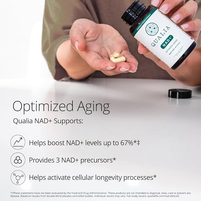 Qualia NAD Supplement — Clinically Proven to Boost NAD+ up to 67%. Optimized Aging, Energy, Focus. Elite NAD+ Ingredients: Nicotinamide Riboside (NIAGEN,) Niacin, Niacinamide (2 Month Supply)-VivaGrace Women