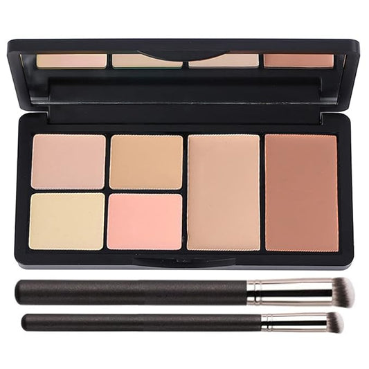 Concealer Contour Palette, 6 In 1 Color Correcting Concealer Contour Makeup Palette, Contouring Foundation Highlighting Makeup Kit for Dark Circles, Blemish With 2 Packs Brush (2#)-VivaGrace Women