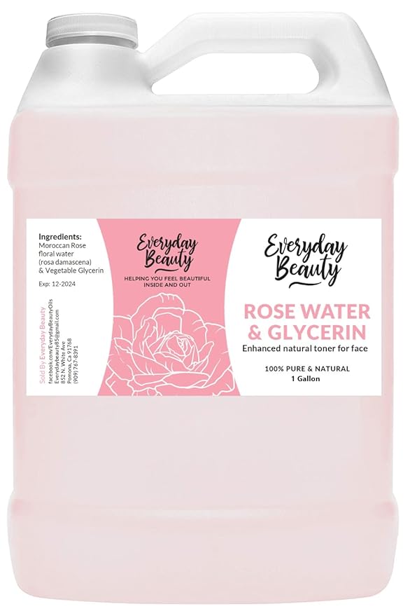 Rose Water & Glycerin Enhanced Facial Toner - 1 Gallon Bulk Alcohol-Free Vegan All Natural Refreshing for Face and Hair - Uplifts, Calming & Soothing for All Skin Types-VivaGrace Women