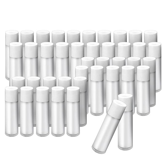 1st Choice 50 Lip Balm Empty Container Tubes 3/16 Oz (5.5ml), Natural White Color-VivaGrace Women