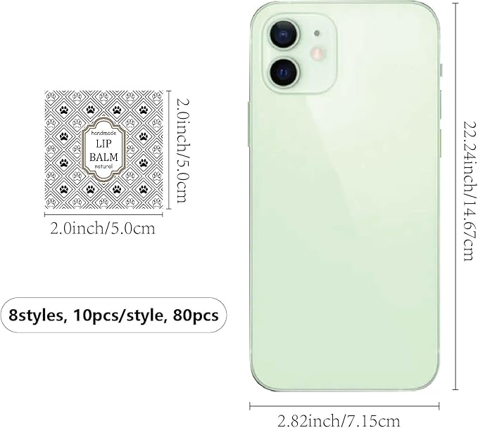 CRASPIRE 80Pcs 8 Styles Lip Balm Sticker Vintage Pattern Self-Adhesive Homemade Lip Balm Labels Vintage Square DIY Label Stickers for Lip Balm Containers Cosmetics Lipsticks-VivaGrace Women