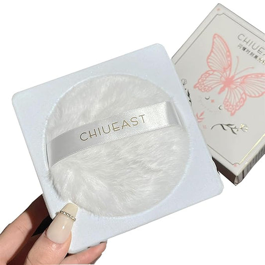 Highlight Glitter Powder Ball,White Shimmer Highlighter Makeup Powder Puff,Comfortable and Cute Plush Long-Lasting Body Shine for Various Occasions-VivaGrace Women