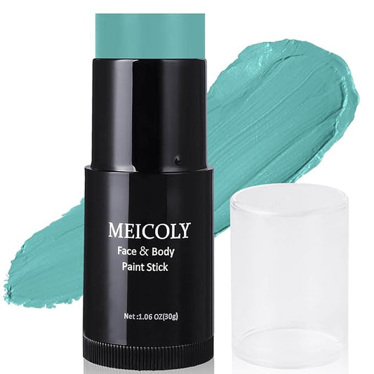 MEICOLY Teal Face Body Paint Stick(1.06 Oz),Cream Blendable Full Body Paint Stick,Peacock Face Paint,Sweatproof Waterproof Face Body Paint Makeup Based Stick for Halloween Special Effects SFX Cosplay-VivaGrace Women