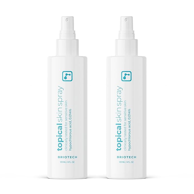 BRIOTECH Topical Skin Spray, Hypochlorous Acid Spray for Sensitive Skin, HOCl Facial Mist, Full Body Support Against Irritation, Calm Redness, Soothe Foot & Scalp, 4 oz (2 Pack)-VivaGrace Women