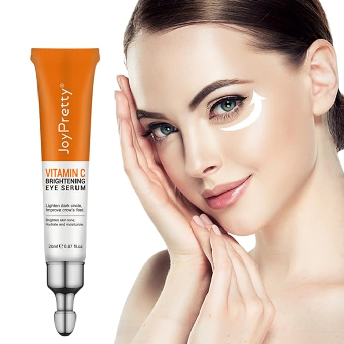 New JoyPretty Vitamin C Brightening Eye Serum,Eye cream,Anti Aging Serum with Vitamin C, Niacinamide and Hyaluronic Acid,Remove for Dark Circles Puffiness Under Eye Bags Fine Line Crow's Feet (1)-VivaGrace Women