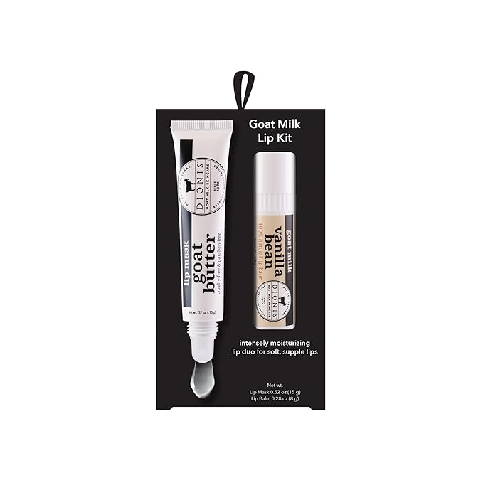 Dionis Goat Butter Overnight Lip Mask & Lip Balm Kit - Goat Milk, Jojoba & Moringa Oils Moisturize & Repair Chapped Lips Overnight while Lip Balm Keeps Moisture Locked In All Day, Vanilla Bean-VivaGrace Women