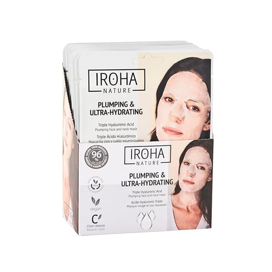 IROHA NATURE Replumping & Anti-Aging Tissue Face Mask (Pack of 15) | With Triple Hyaluronic Acid | Deep Hydration & Anti-Aging Effect | Softer, Calmer Skin | 100% Vegan-VivaGrace Women