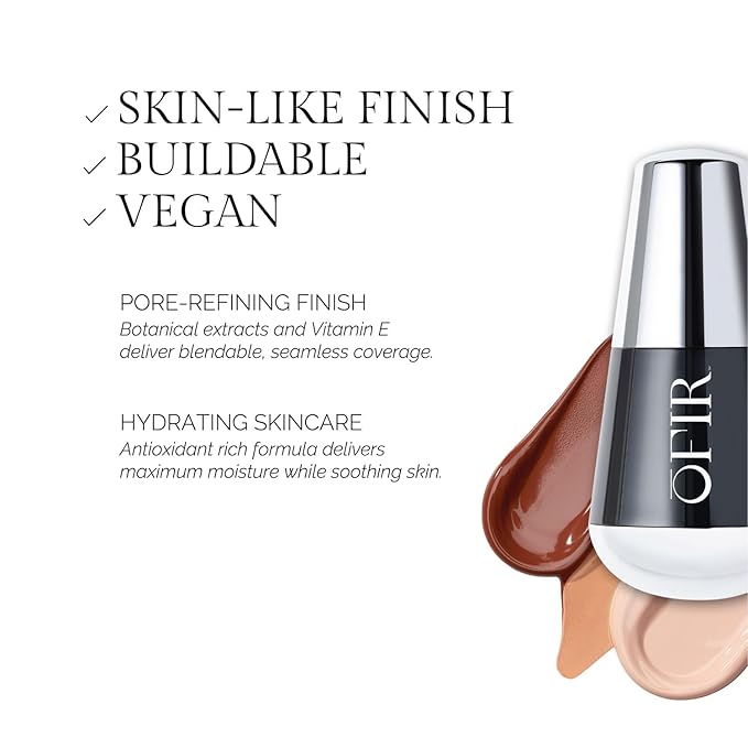OFIR Skin Satin Medium Coverage Foundation | Buildable, Non-Creasing Finish | Vegan, Cruelty-Free, Paraben-Free Makeup | Blue Light Protection | 1 FL OZ (Coffee - Deep Warm)-VivaGrace Women