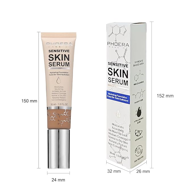 PHOERA Essence Foundation,Hydrating Waterproof and Light Long Lasting Hypoallergenic Full Coverage Foundation Serum. (N05 Tan)-VivaGrace Women