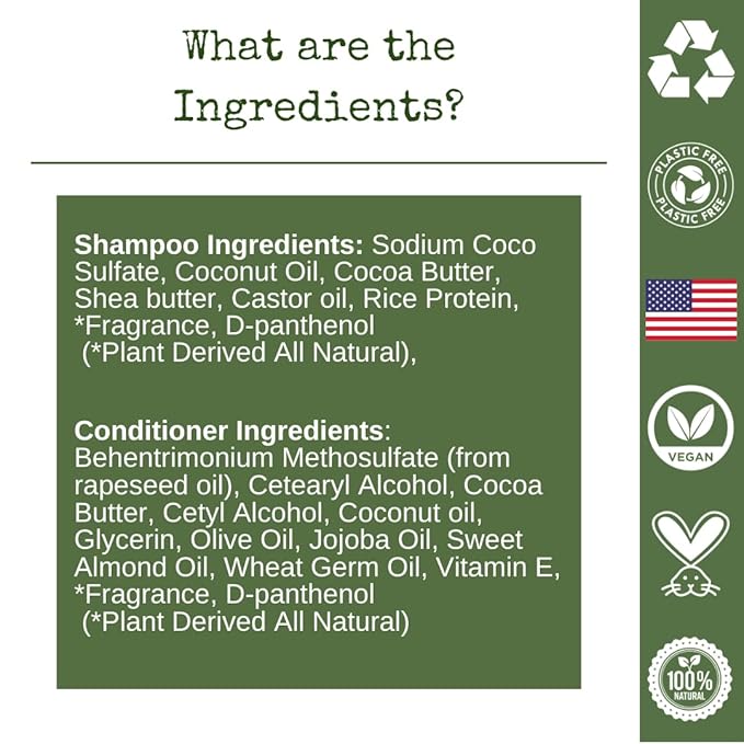 Shampoo Bar and Conditioner Set with Travel Case | Strengthen and Repair Dry Hair | Coconut, Castor Oil, Shea Butter | Made in USA | 2-pk-VivaGrace Women