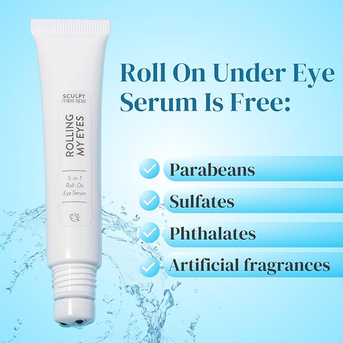 Miss Spa Eye Serum 5-in-1 Roll On Under Eye Cream, Helps De-puff and Brighten Under and Around Eyes, Anti-Aging Under Eye Roller Helps with Fine Lines and Dark Circles, Vitamin B3, Eye Bag Remover-VivaGrace Women