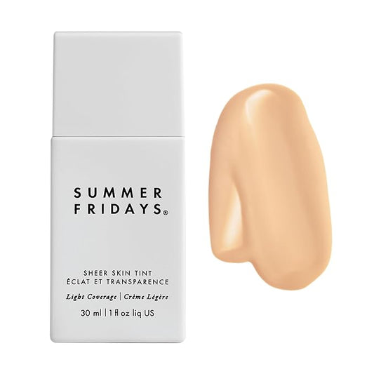 Summer Fridays Sheer Skin Tint - Skin Tint with Hyaluronic Acid - Helps Diminish Uneven Skin Tone - Sheer to Light Coverage - Shade 1 - Fair with Neutral Peach Undertones (1 Fl Oz)-VivaGrace Women