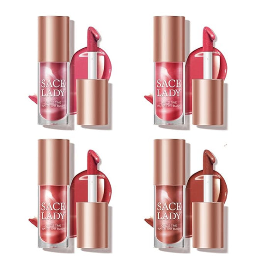 4 Colors Liquid Blush Makeup Kit, Long Lasting Pigmented Natural Matte Face Blush Cream Gel, Lightweight, Blendable, Cruelty Free Women Face Cosmetics Set 4Pcs-VivaGrace Women