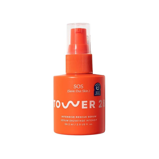 Tower 28 SOS Intensive Rescue Serum for Sensitive Skin, Hypochlorous Acid Skin Care, Helps Reduce Face Redness, Safe for All Skin Types, 2 FL Oz-VivaGrace Women