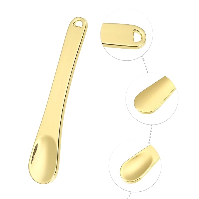 VOCOSTE 4 Pcs Makeup Spatula Mini Spoon, Eye Cream Massage Sticks Beauty Scoop, for Facial Cosmetic Face Cream, Zinc Alloy 2.32"x0.46", Gold Tone-VivaGrace Women