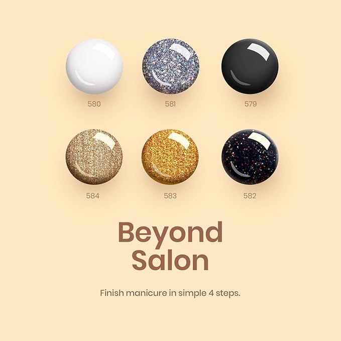 Beetles Shimmer Gel Nail Polish Set, 6 Colors Black White Polish Gel Silver Rose Gold Glitter Fall Nail Polish Soak Off Uv Lamp Nail Art Manicure Salon Gifts for Her Women-VivaGrace Women