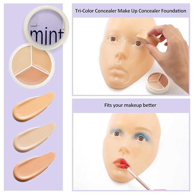 Makeup Practice Face, 2024 Upgrade 5D Makeup Mannequin Face Reusable Silicone Makeup Practice Face Board with Bracket, Come with Makeup remover & Concealer 3 Color & Makeup Bag Yellow-VivaGrace Women