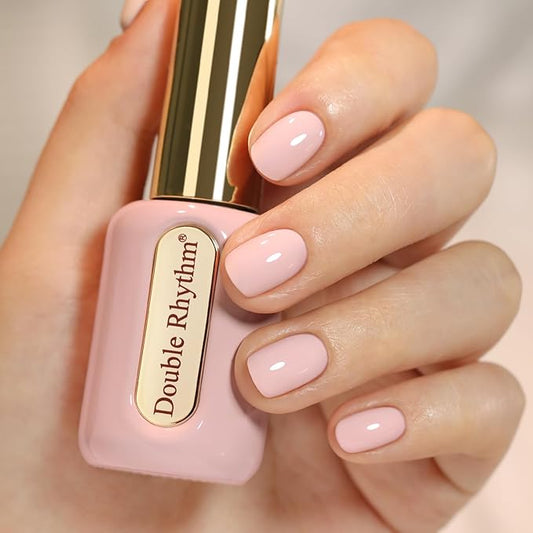 Double Rhythm 0.50 OZ Gel Polish Hema Free Same Color Same Bottle Golden Round Translucent Neutral Natural Milky 15 ML Jelly UV Polish Art DIY at Home (Nude Pink-C1332)