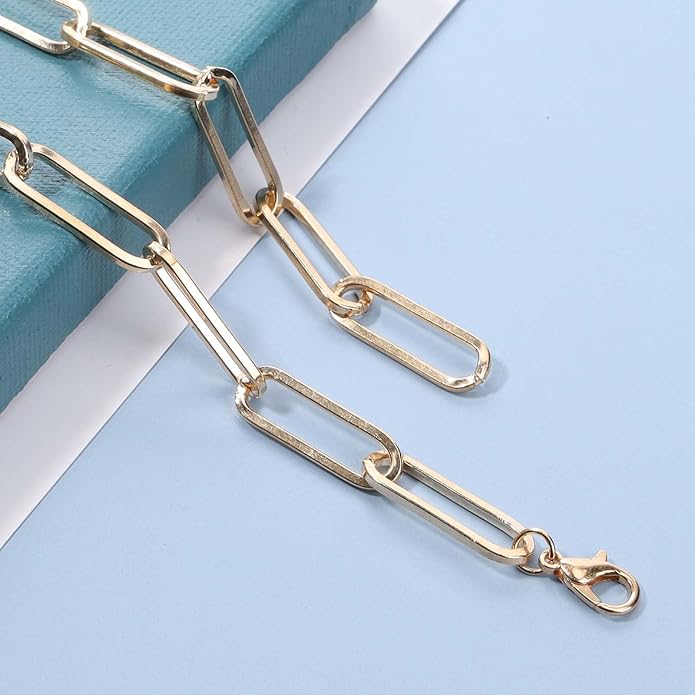 Boho Link Chain Y Necklace Gold Chain Lariat Necklace Chunky Chain Drop Necklace Paperclip Statement Necklace Jewelry for Women-VivaGrace Women