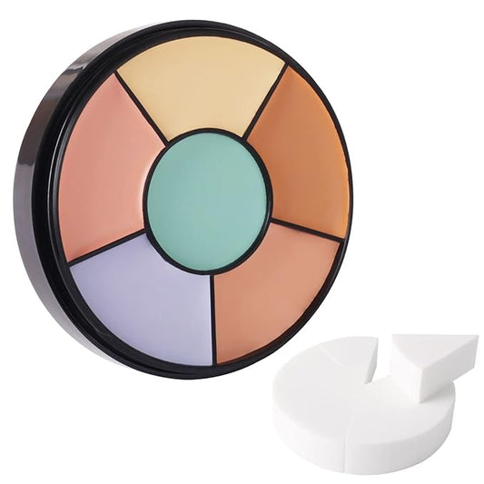 MEICOLY Face Color Correcting Palette, 6 Colors Correctors,Cream Concealer Camouflage Makeup Palette with 8 pcs White Makeup Sponges,Conceals Dark Circles, Blemishes, and Redness,Cruelty Free,Corrector-VivaGrace Women