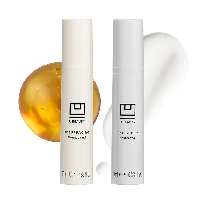 The U Beauty Duo - Resurfacing Compound & SUPER Hydrator Set - Vitamin C & E, Retinol, Hyaluronic Acid - Moisturizing Face Serum for Smooth, Hydrated and Softer Skin, Set of 2 0.33 fl.oz Trial Size-VivaGrace Women